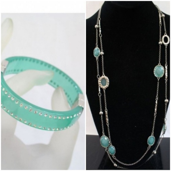 Charming Charlie Jewelry - Ann Taylor Bracelet and Necklace Set Ocean Blue